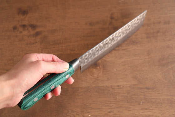 Sakai Takayuki VG10 17 Layer Damascus Nakiri 170mm Green Pakka wood Handle - Seisuke Knife