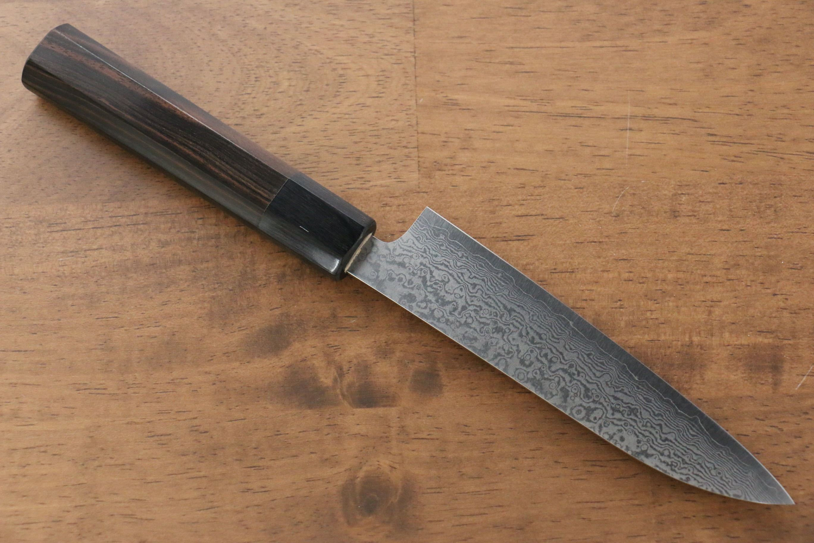 Makoto Kurosaki VG10 Damascus Petty-Utility 135mm Ebony Wood Handle - Seisuke Knife