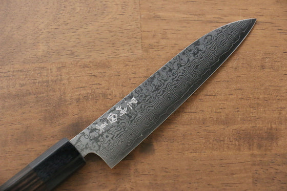 Makoto Kurosaki VG10 Damascus Petty-Utility 135mm Ebony Wood Handle - Seisuke Knife