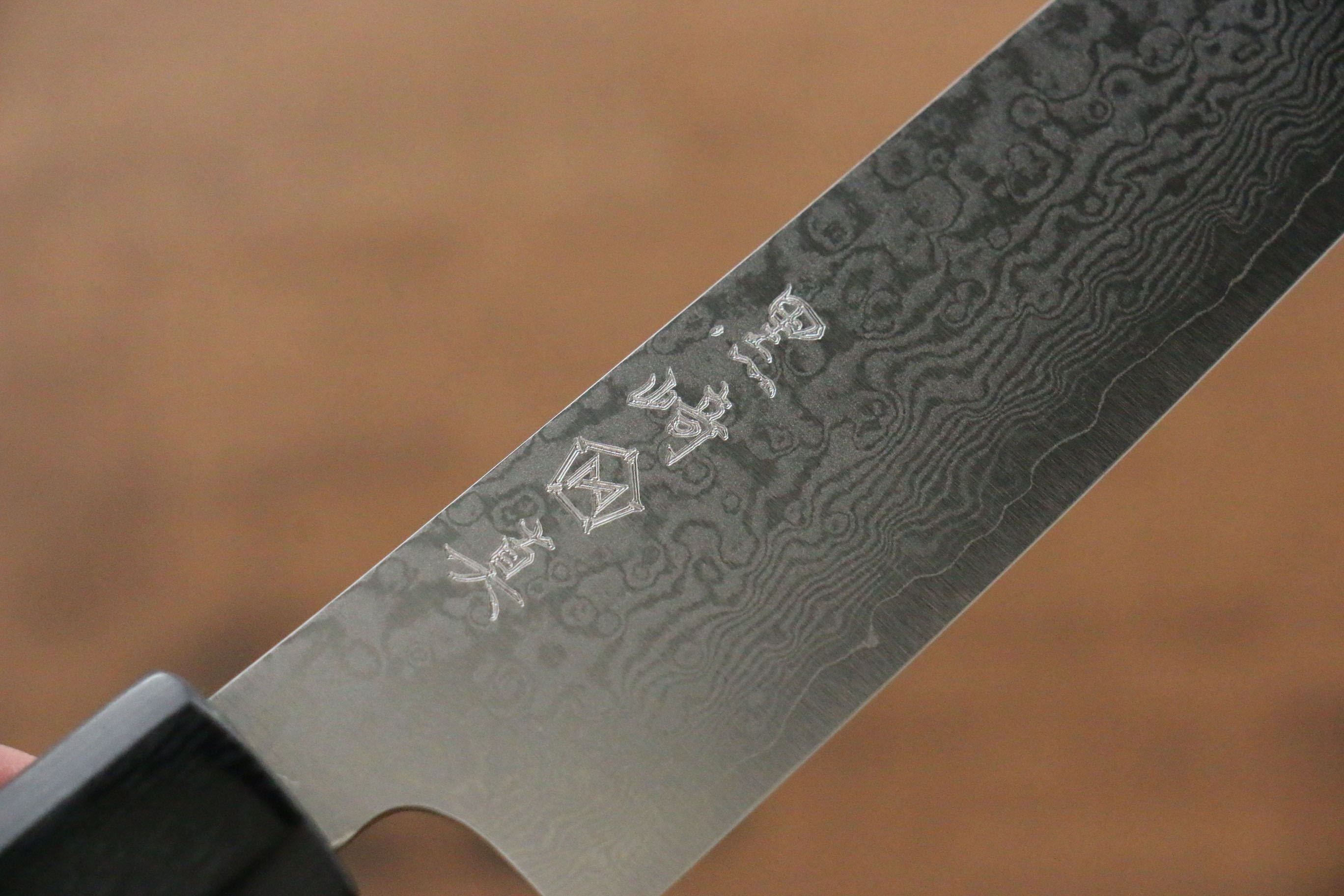 Makoto Kurosaki VG10 Damascus Petty-Utility 135mm Ebony Wood Handle - Seisuke Knife