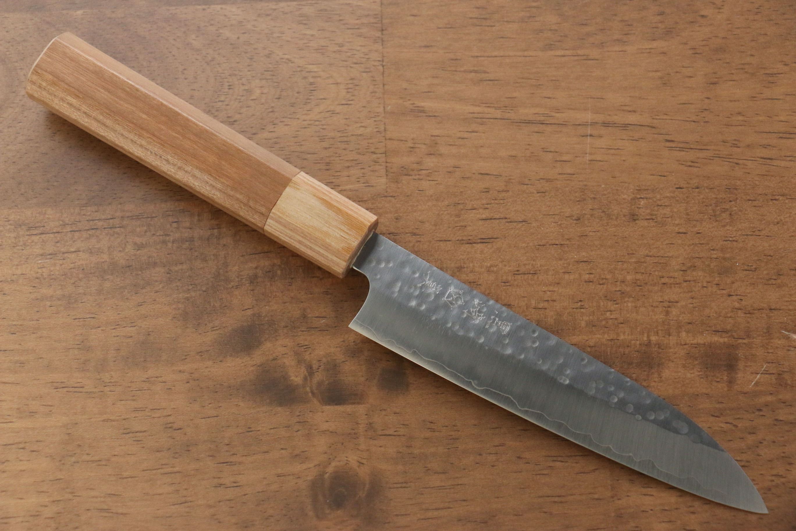 Makoto Kurosaki SG2 Hammered(Maru) Petty-Utility 135mm Cherry Wood Handle - Seisuke Knife
