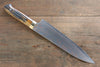 Takeshi Saji Blue Steel No.2 Colored Damascus Gyuto 210mm Brown Cow Bone Handle - Seisuke Knife