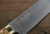 Takeshi Saji Blue Steel No.2 Colored Damascus Gyuto 210mm Brown Cow Bone Handle - Seisuke Knife