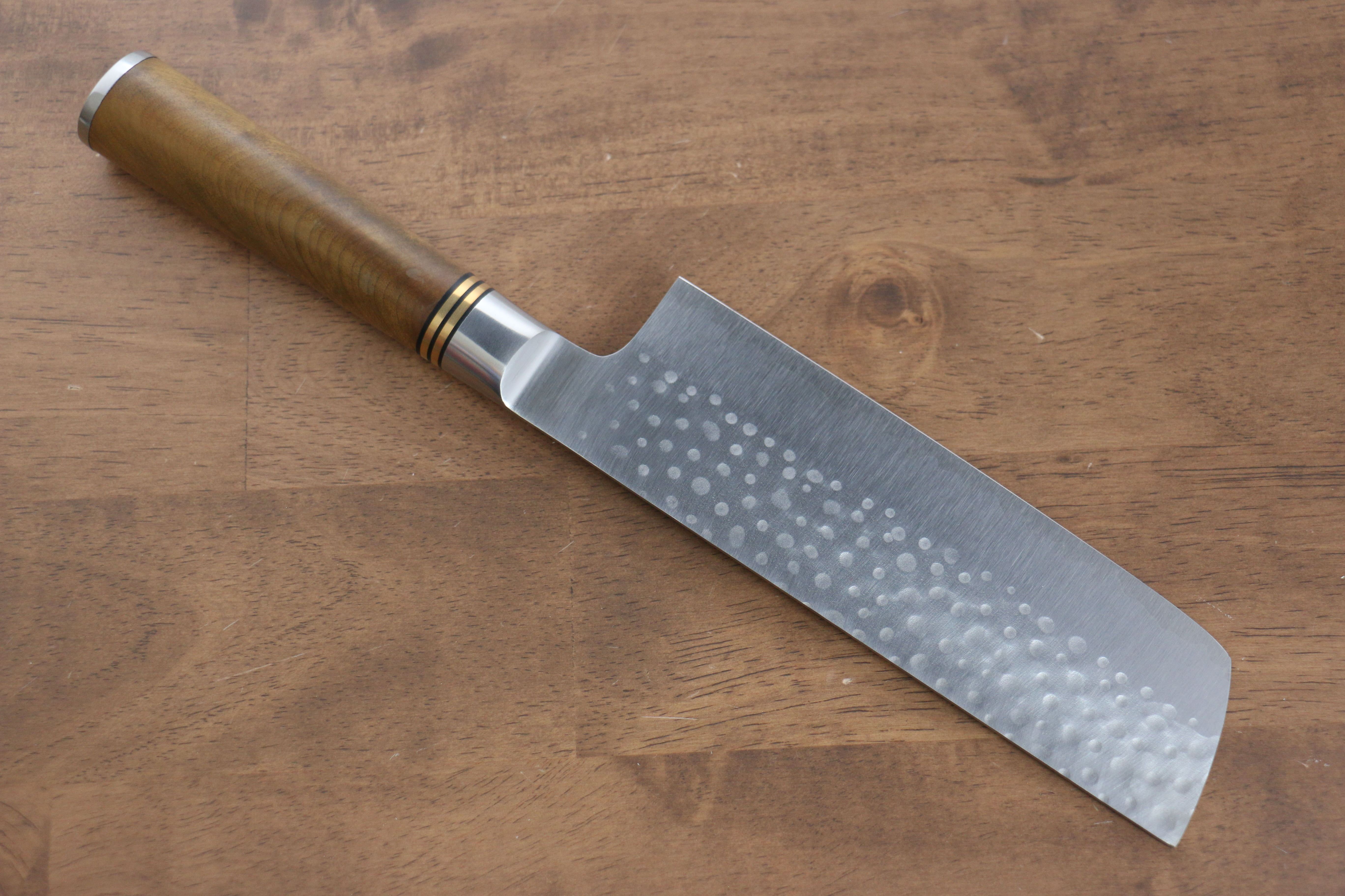 Takeshi Saji SG2 Hammered(Maru) Nakiri 165mm Chinese Quince Handle - Seisuke Knife