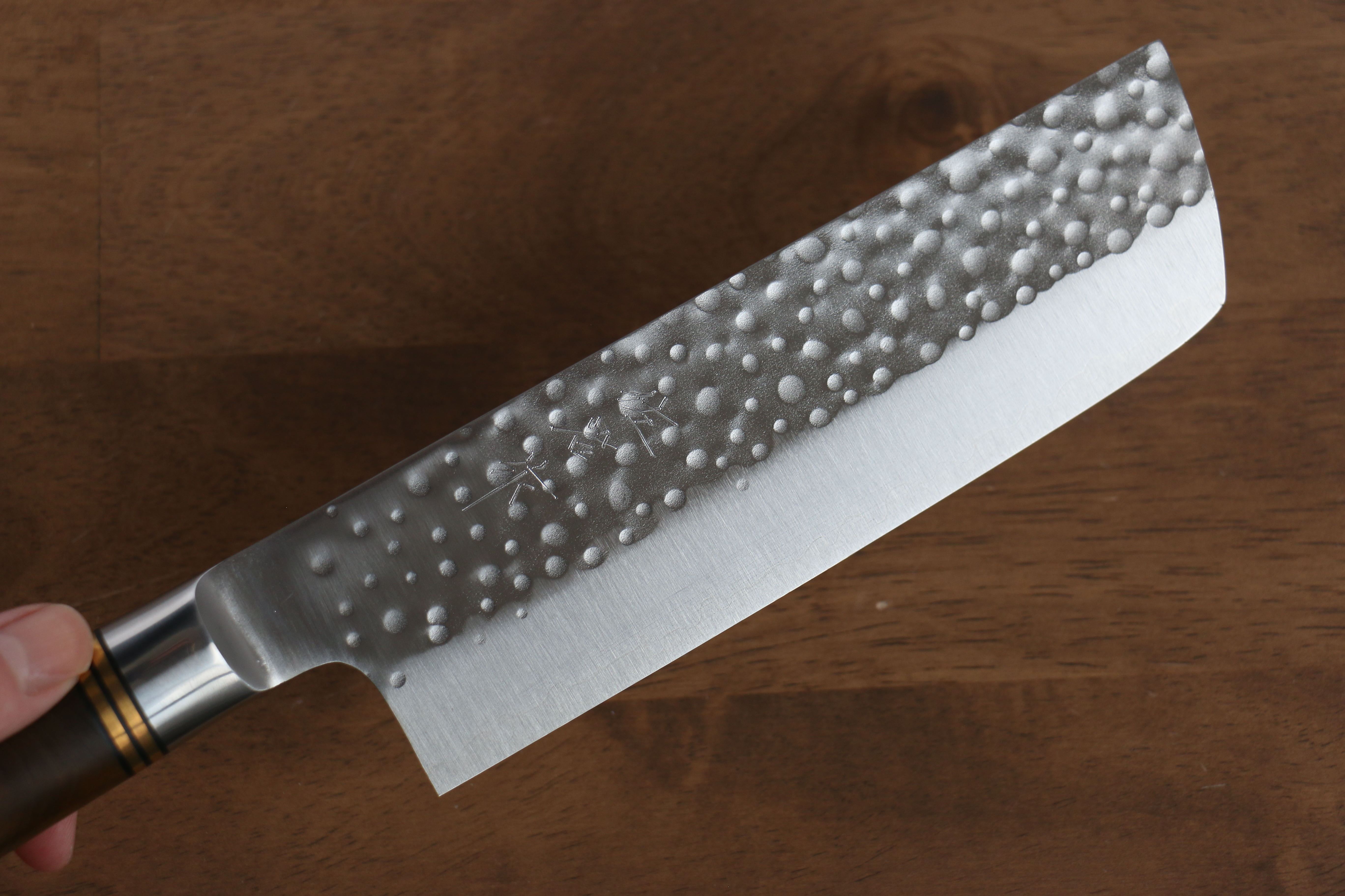 Takeshi Saji SG2 Hammered(Maru) Nakiri 165mm Chinese Quince Handle - Seisuke Knife