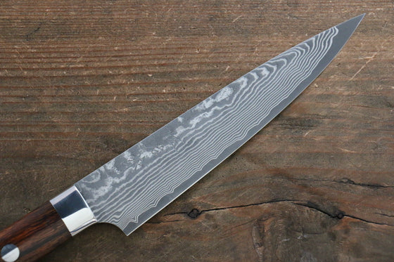 Takeshi Saji VG10 Black Damascus Petty-Utility 135mm Ironwood Handle - Seisuke Knife