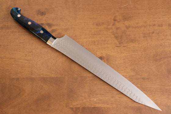 Yu Kurosaki Senko Ei SG2 Hammered Sujihiki 270mm with Blue Purple Acrylic Handle - Seisuke Knife