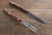  Takeshi Saji SG2 Japanese Fork & Knife Set with Ironwood Handle - Seisuke Knife