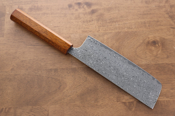 Yoshimi Kato VG10 Damascus Nakiri 165mm with Lacquered Black Persimmon Handle - Seisuke Knife