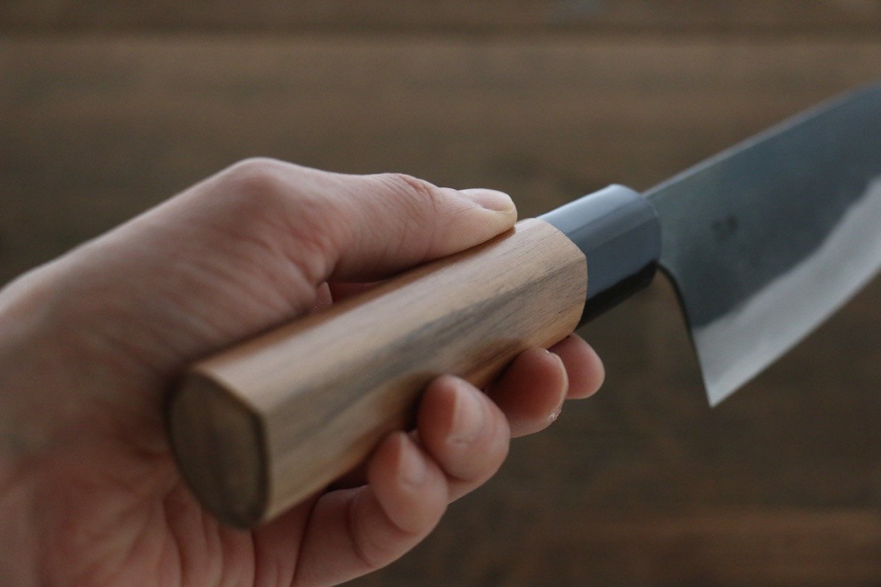 Yamamoto Blue Steel No.2 Kurouchi Small Santoku Japanese Chef Knife 150mm - Seisuke Knife