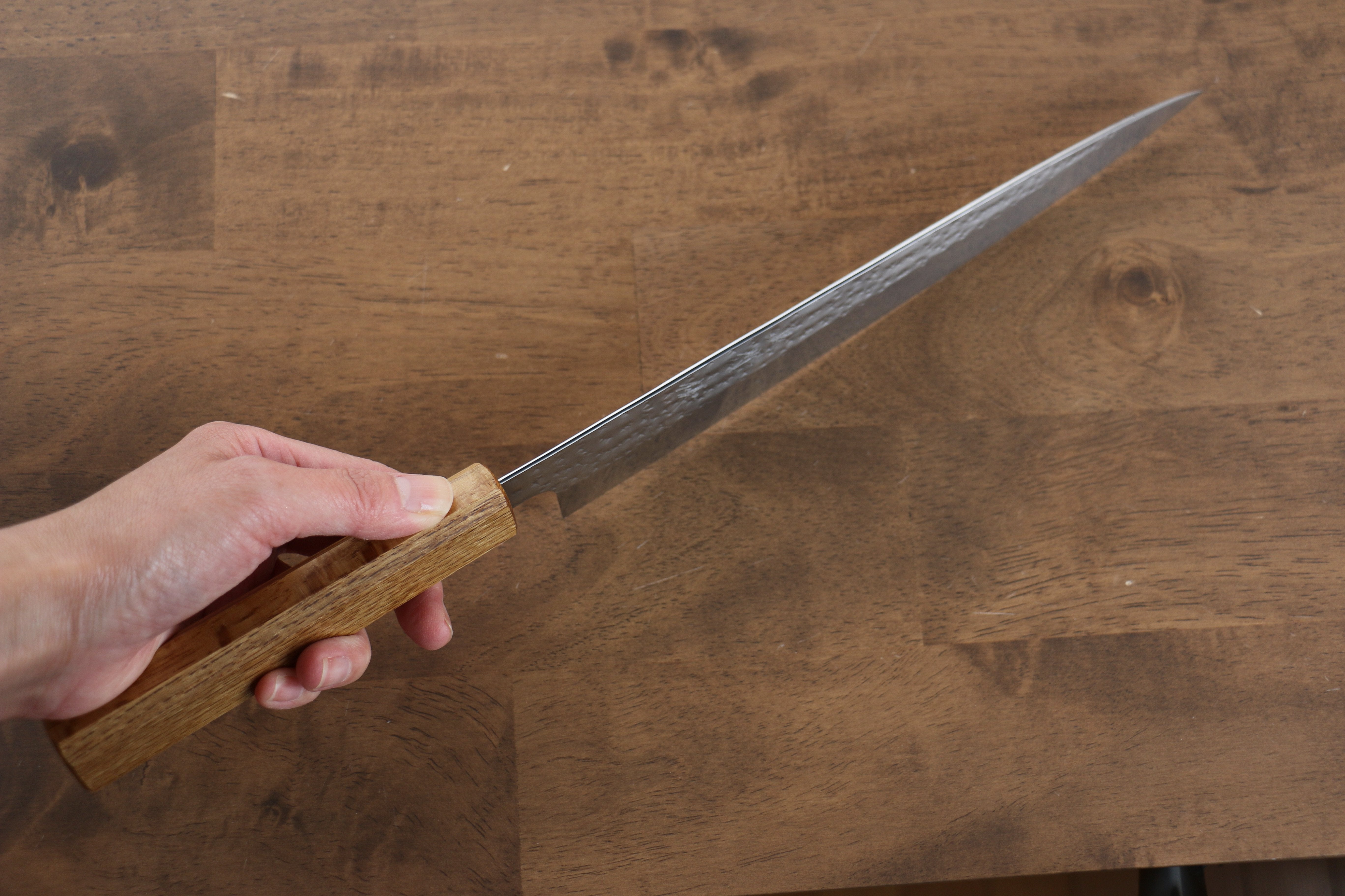 Yu Kurosaki Senko SG2 Hammered Sujihiki 240mm Live oak Lacquered Handle - Seisuke Knife