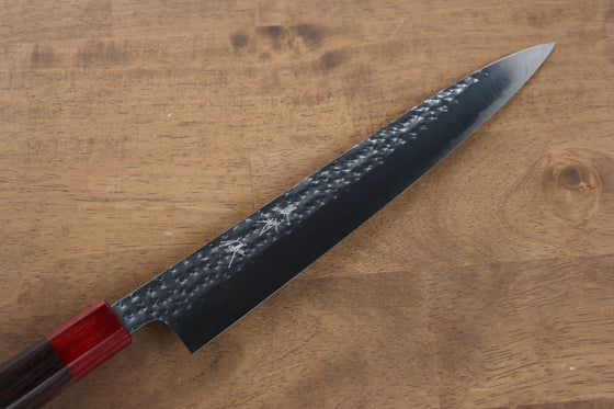 Yu Kurosaki Senko SG2 Hammered Sujihiki 240mm Shitan (ferrule: Red Pakka wood) Handle - Seisuke Knife