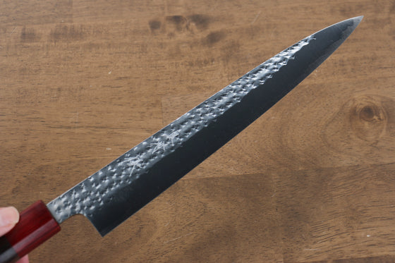 Yu Kurosaki Senko SG2 Hammered Sujihiki 240mm Shitan (ferrule: Red Pakka wood) Handle - Seisuke Knife