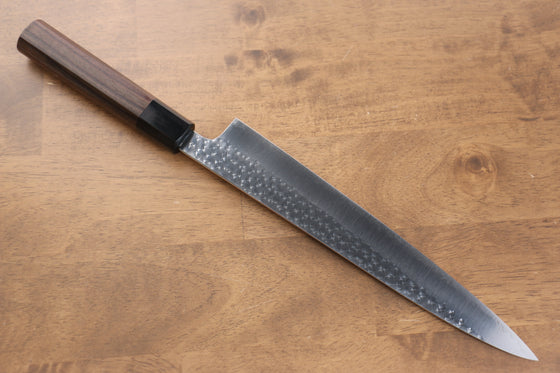 Yu Kurosaki Senko SG2 Hammered Sujihiki 240mm Shitan (ferrule: Black Pakka wood) Handle - Seisuke Knife