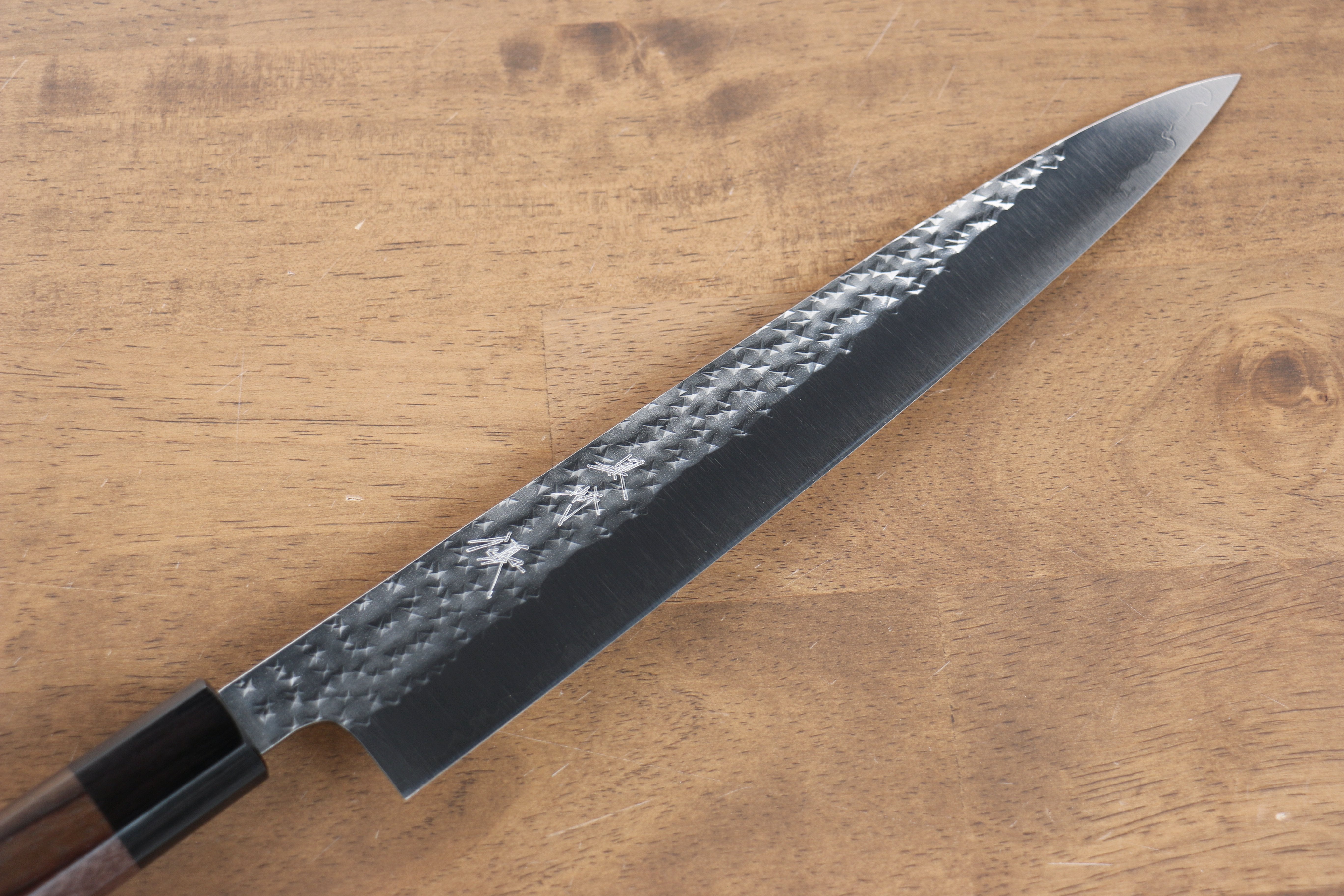 Yu Kurosaki Senko SG2 Hammered Sujihiki 240mm Shitan (ferrule: Black Pakka wood) Handle - Seisuke Knife