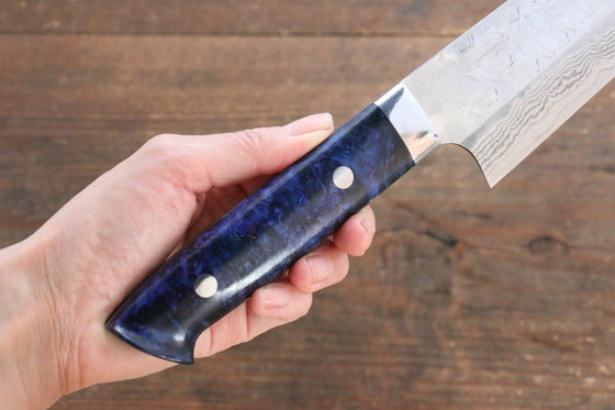 Takeshi Saji SRS13 Hammered Migaki Finished Gyuto 210mm Blue Marble Handle - Seisuke Knife