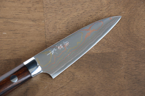 Takeshi Saji Blue Steel No.2 Colored Damascus Petty-Utility 90mm Ironwood Handle - Seisuke Knife