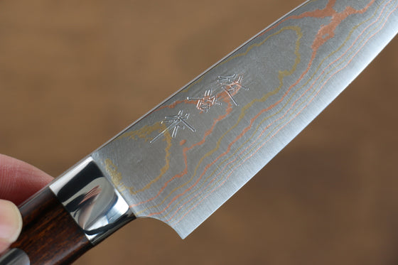 Takeshi Saji Blue Steel No.2 Colored Damascus Petty-Utility 90mm Ironwood Handle - Seisuke Knife