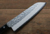 Takamura Knives Chromax Steel Hammered Santoku 170mm with Black Pakkawood Handle - Seisuke Knife