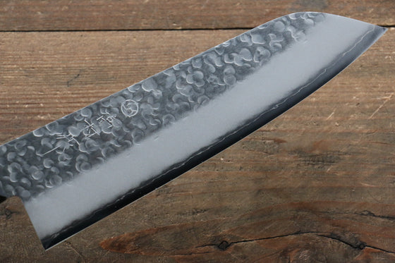 Takamura Knives Chromax Steel Hammered Santoku 170mm with Black Pakkawood Handle - Seisuke Knife