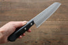 Takamura Knives Chromax Steel Hammered Santoku 170mm with Black Pakkawood Handle - Seisuke Knife