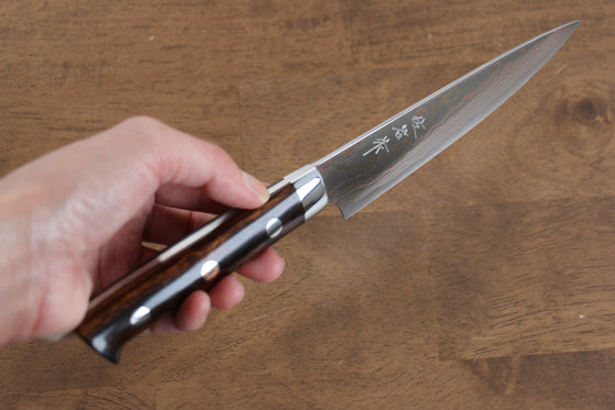 Takeshi Saji Blue Steel No.2 Colored Damascus Petty-Utility 135mm Ironwood Handle - Seisuke Knife