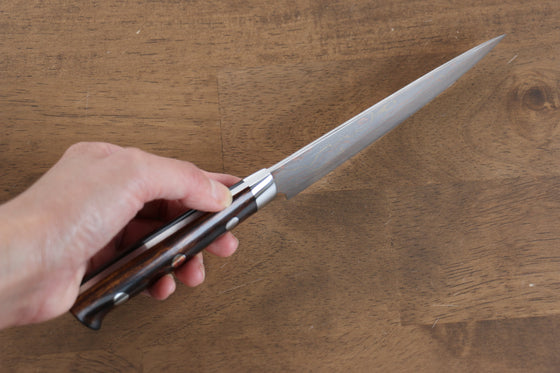 Takeshi Saji Blue Steel No.2 Colored Damascus Petty-Utility 135mm Ironwood Handle - Seisuke Knife