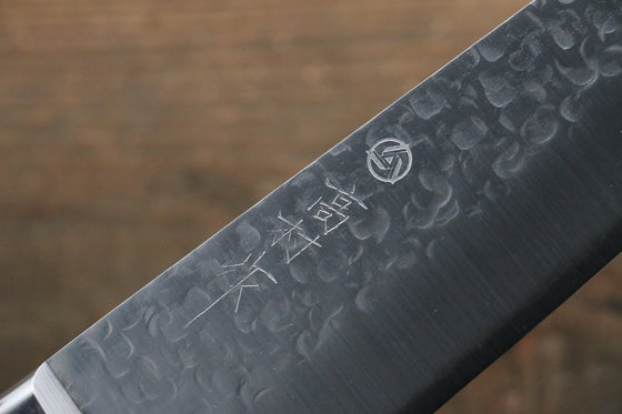 Takamura Knives Chromax Steel Hammered Santoku 170mm with Brown Pakka wood Handle - Seisuke Knife