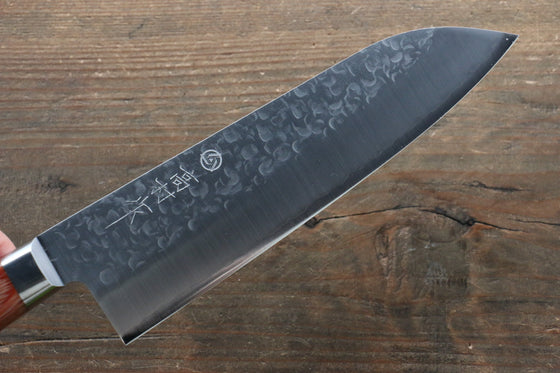 Takamura Knives Chromax Steel Hammered Santoku 170mm with Brown Pakka wood Handle - Seisuke Knife