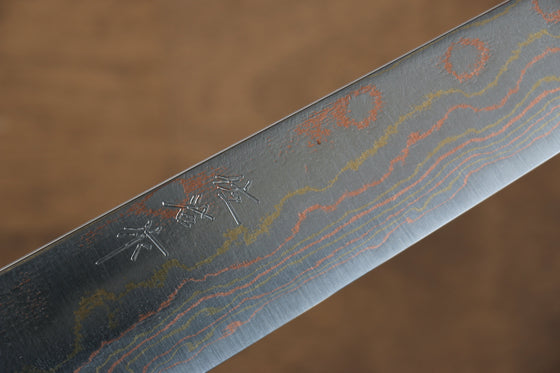 Takeshi Saji Blue Steel No.2 Colored Damascus Sujihiki 240mm Ironwood Handle - Seisuke Knife