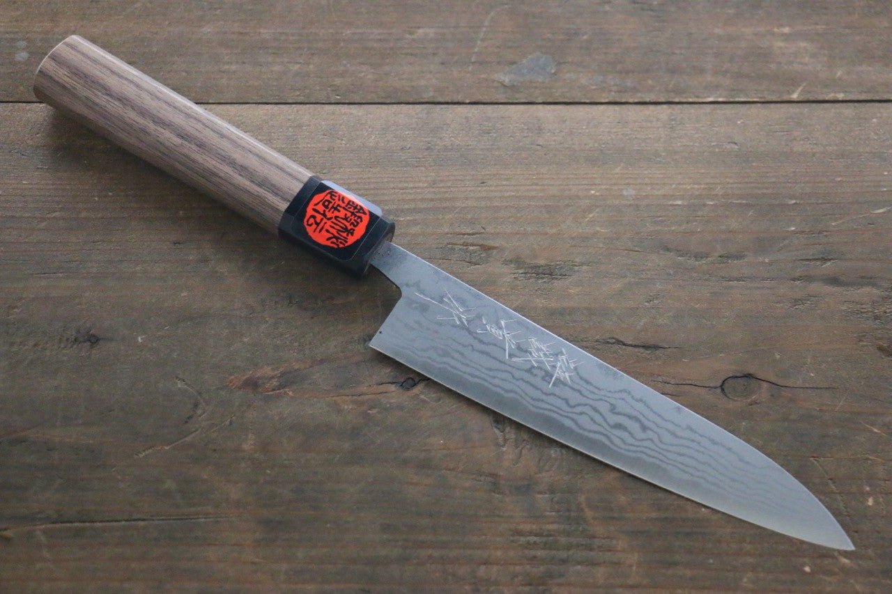 Shigeki Tanaka Blue Steel No.2 Damascas Petty-Utility 150mm Walnut Handle - Seisuke Knife