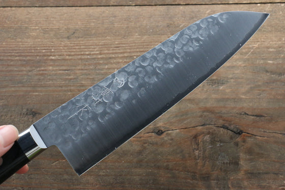 Takamura Knives VG10 Hammered Santoku 170mm with Black Pakkawood Handle - Seisuke Knife