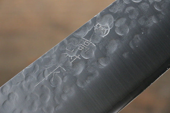 Takamura Knives VG10 Hammered Santoku 170mm with Black Pakkawood Handle - Seisuke Knife