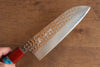 Yu Kurosaki Senko SG2 Hammered Santoku 165mm with Padauk & Turquoise Handle - Seisuke Knife - Slide 4