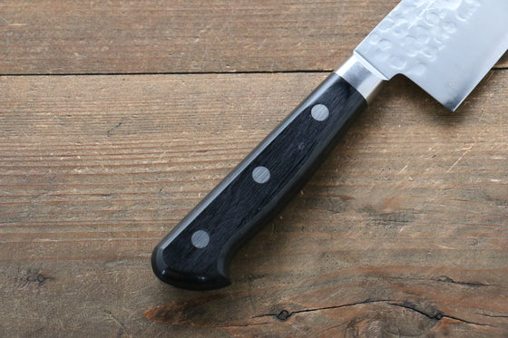 Takamura Knives VG10 Hammered Santoku 170mm with Black Pakkawood Handle - Seisuke Knife