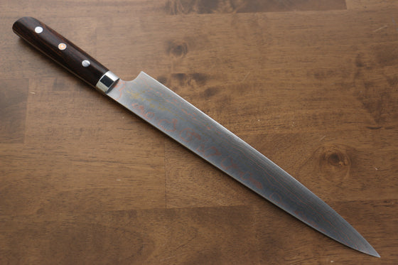 Takeshi Saji Blue Steel No.2 Colored Damascus Sujihiki 270mm Ironwood Handle - Seisuke Knife