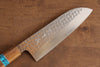 Yu Kurosaki Senko SG2 Hammered Santoku 165mm with Olive & Turquoise Handle - Seisuke Knife - Slide 3