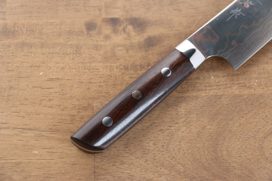 Takeshi Saji Blue Steel No.2 Colored Damascus Sujihiki 270mm Ironwood Handle - Seisuke Knife