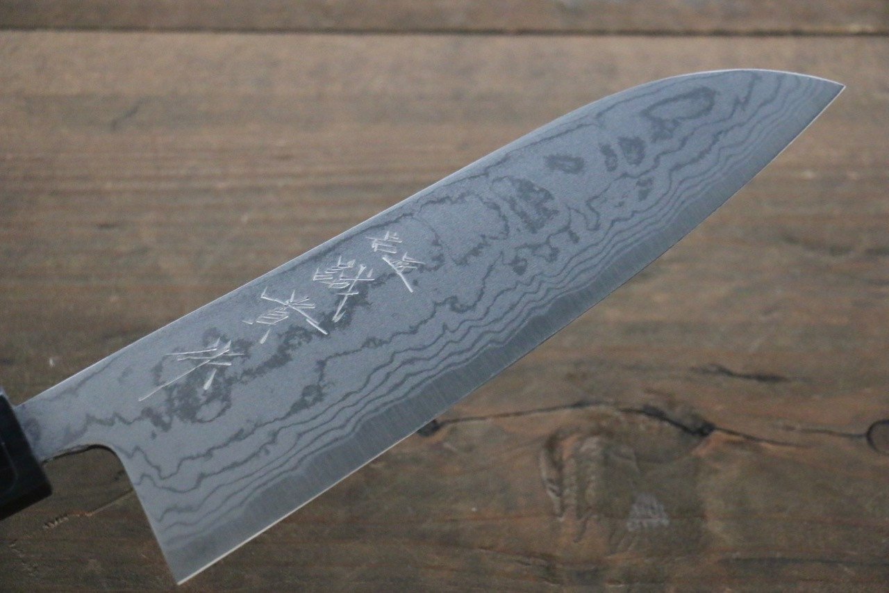 Shigeki Tanaka Blue Steel No.2 Damascus Santoku  165mm Walnut Handle - Seisuke Knife