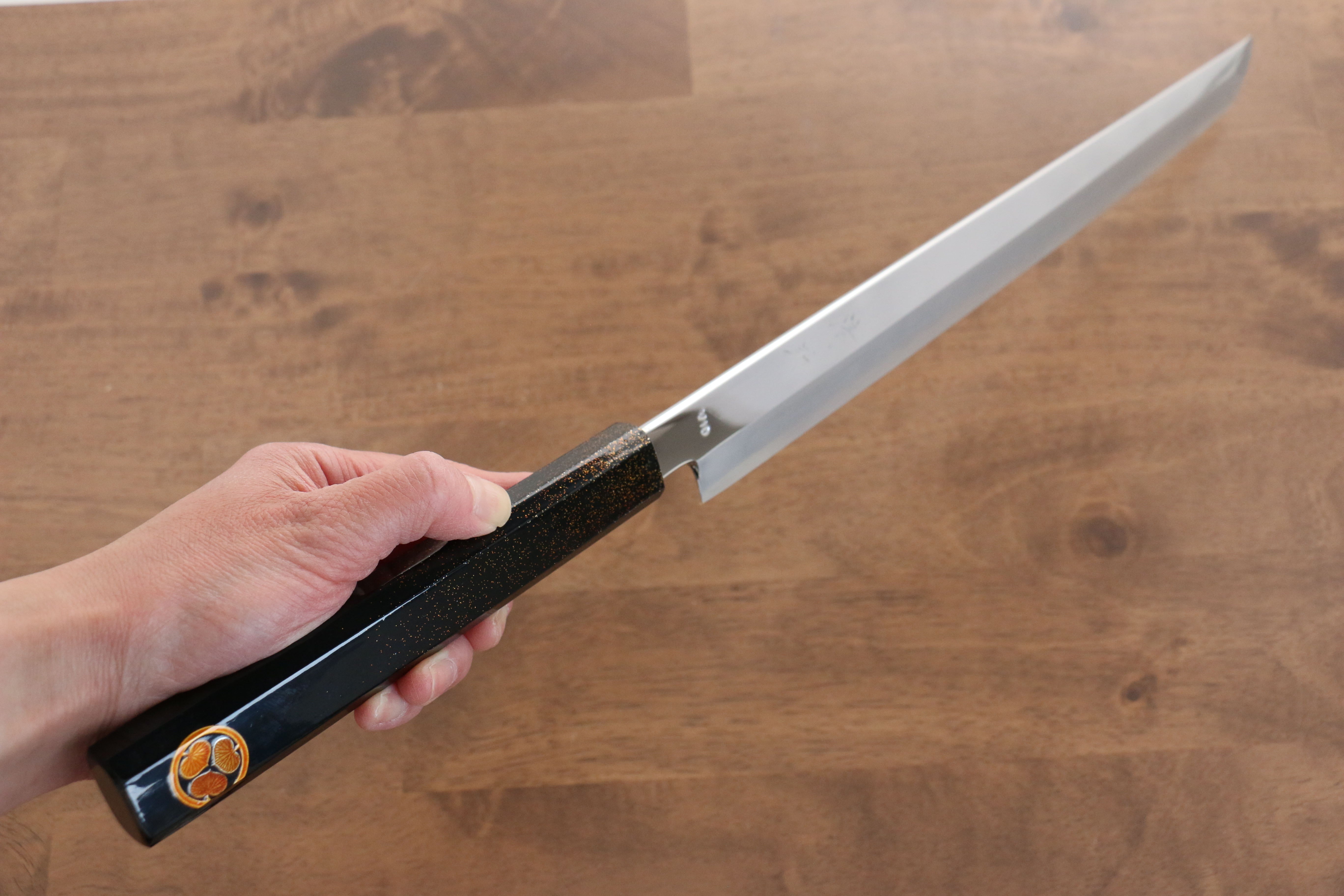 Seisuke VG10 Sakimaru Takohiki 330mm Live oak Lacquered (Kamon) Handle - Seisuke Knife