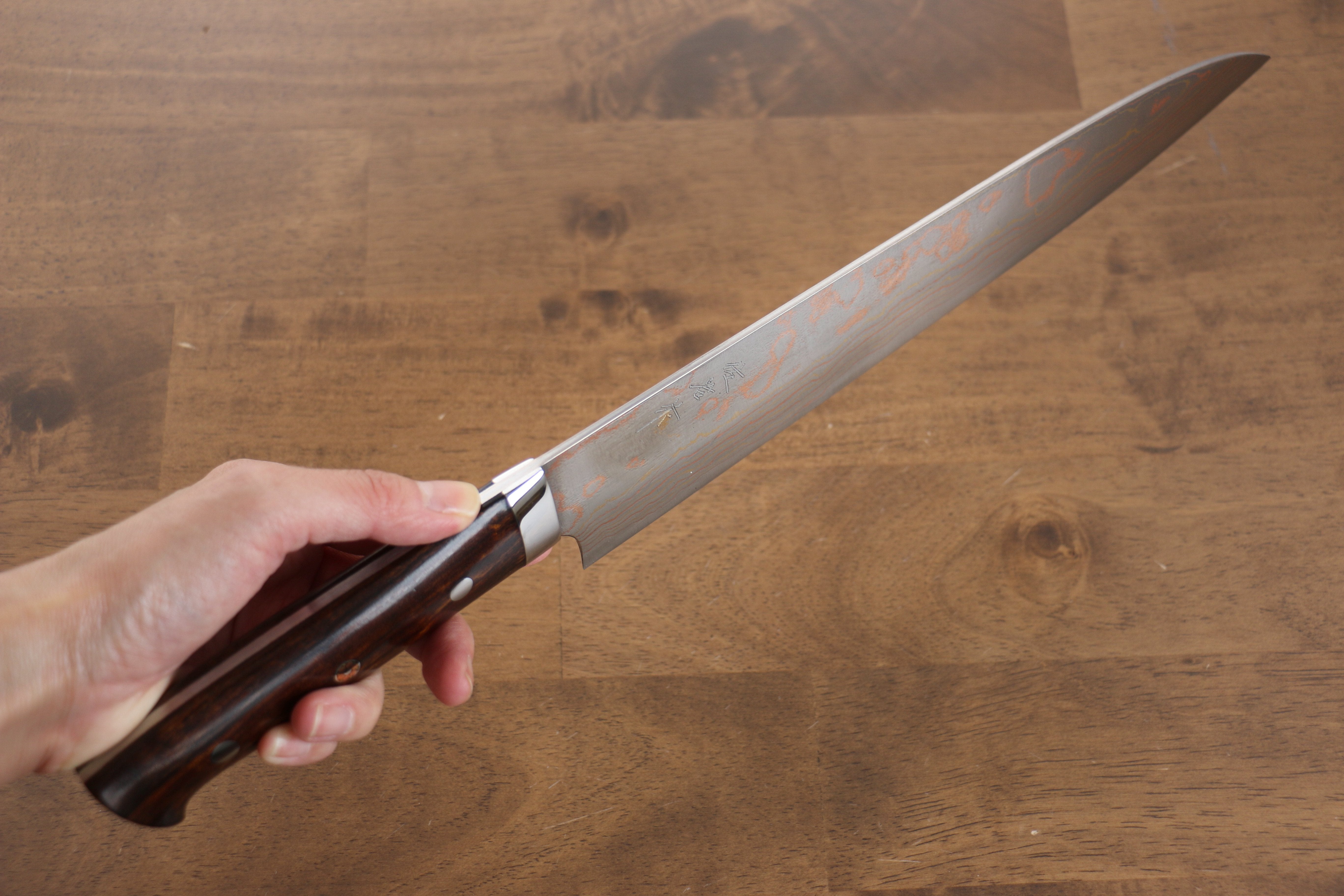 Takeshi Saji Blue Steel No.2 Colored Damascus Gyuto 270mm Ironwood Handle - Seisuke Knife