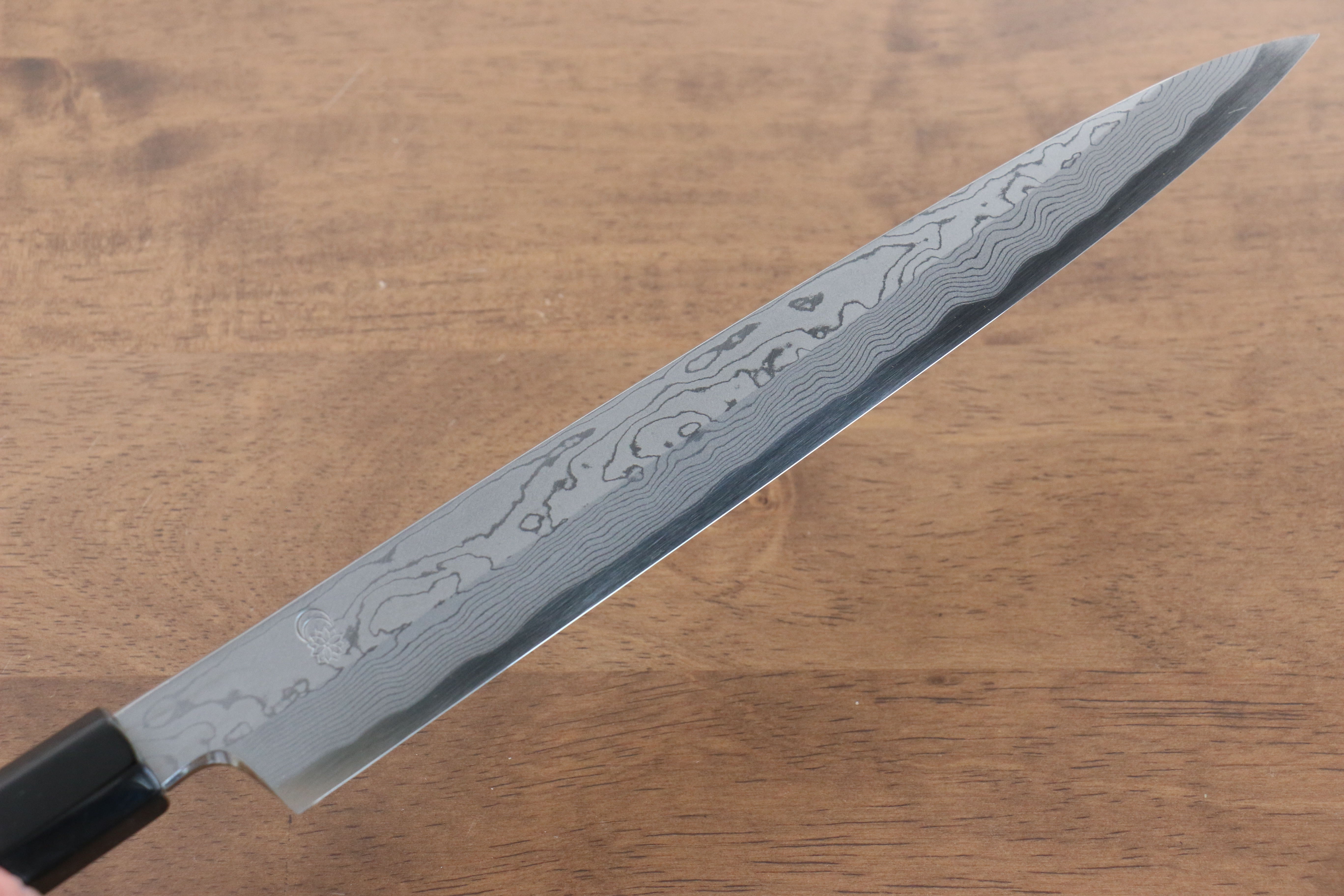Kikuzuki Blue Steel No.1 Damascus Yanagiba 240mm Magnolia Handle - Seisuke Knife