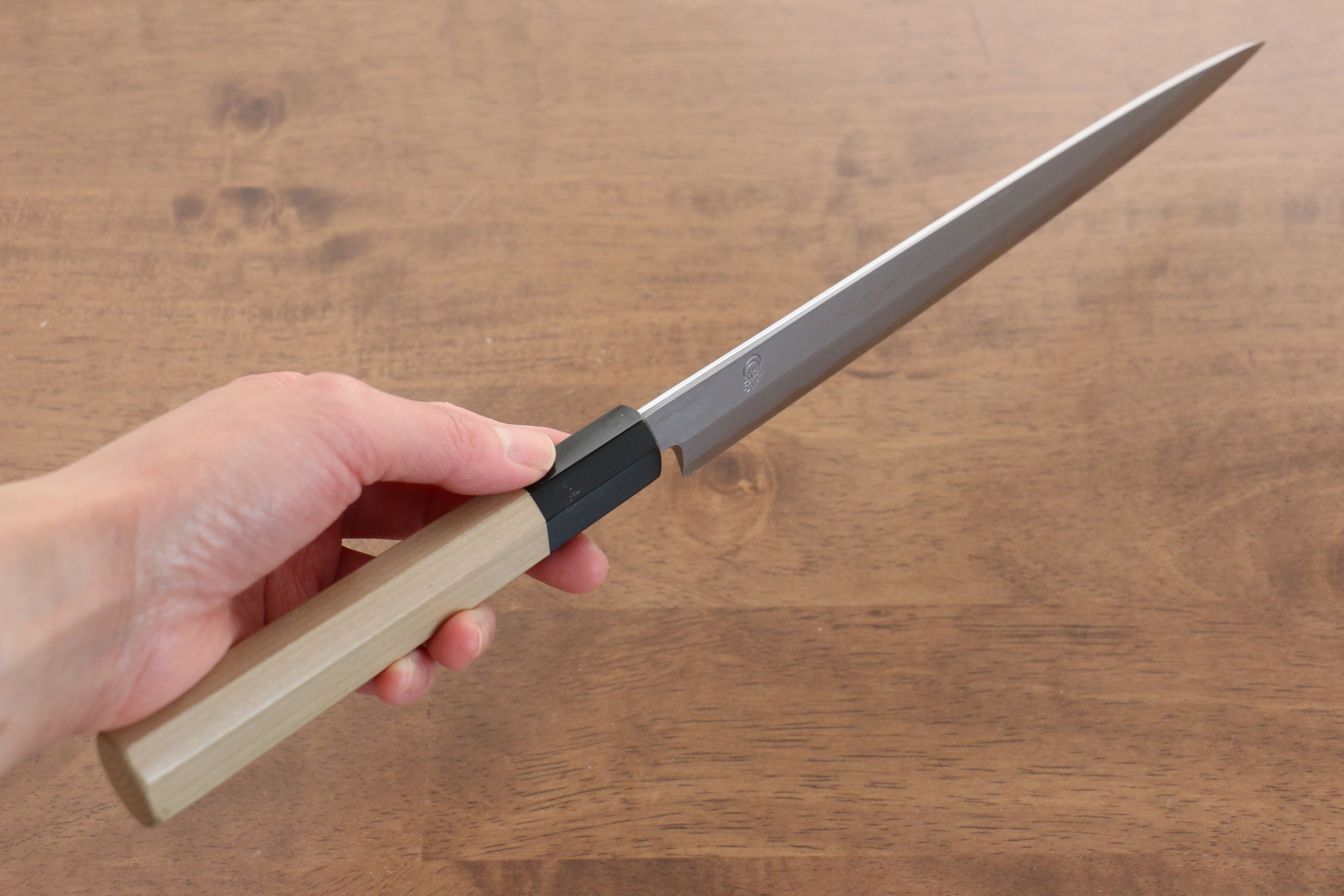 Kikuzuki Blue Steel No.1 Damascus Yanagiba 240mm Magnolia Handle - Seisuke Knife