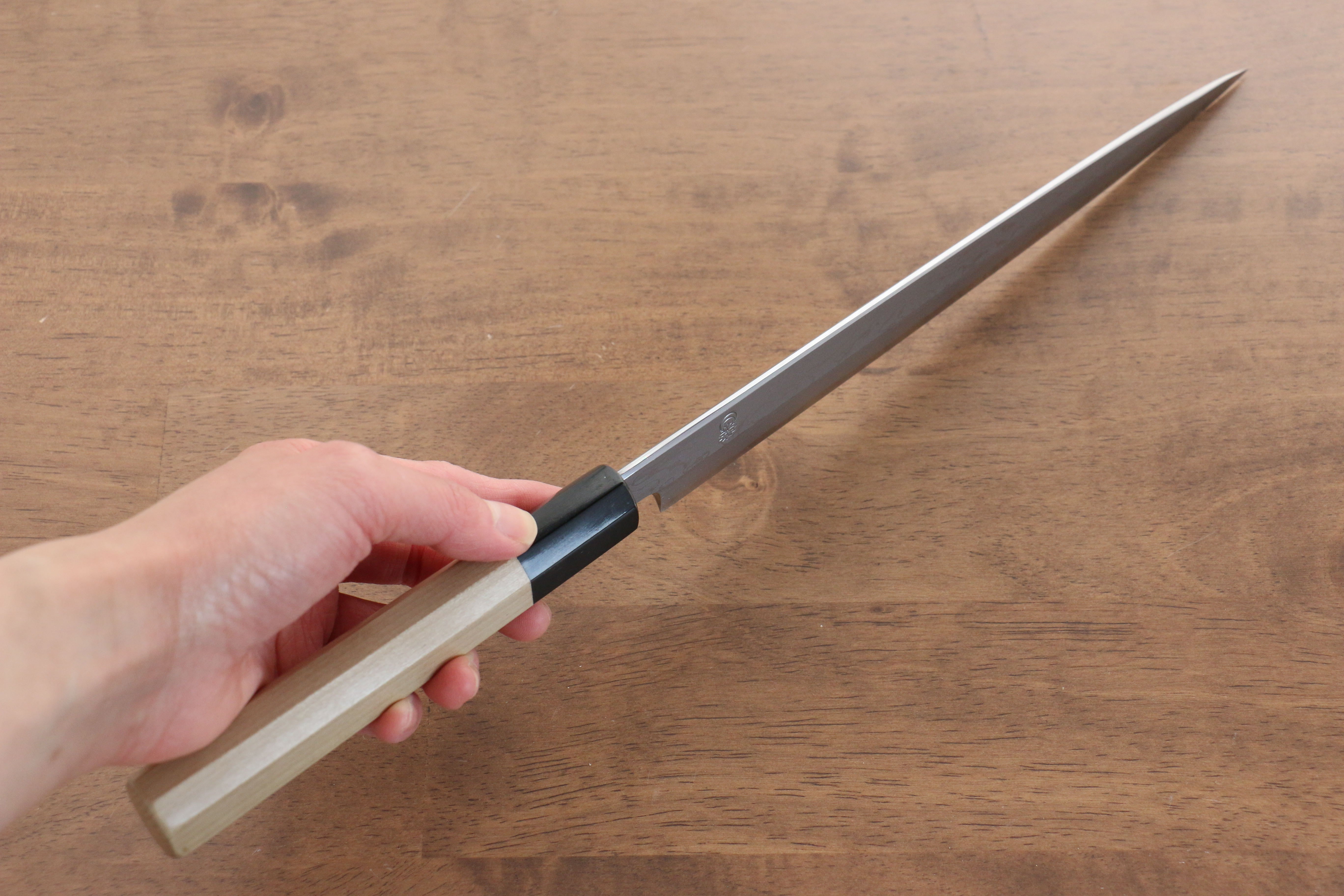 Kikuzuki Blue Steel No.1 Damascus Yanagiba 240mm Magnolia Handle - Seisuke Knife