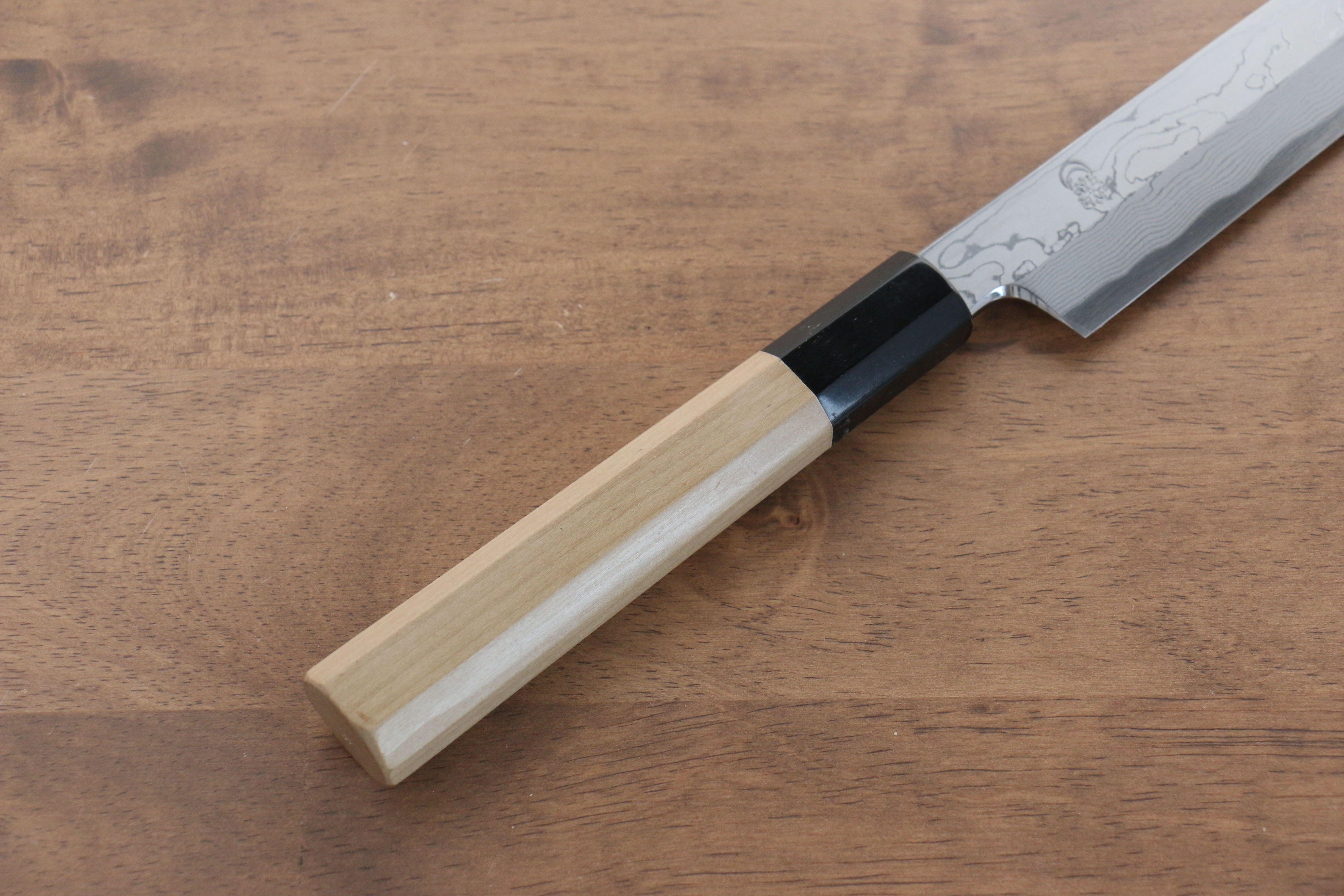 Kikuzuki Blue Steel No.1 Damascus Yanagiba 240mm Magnolia Handle - Seisuke Knife