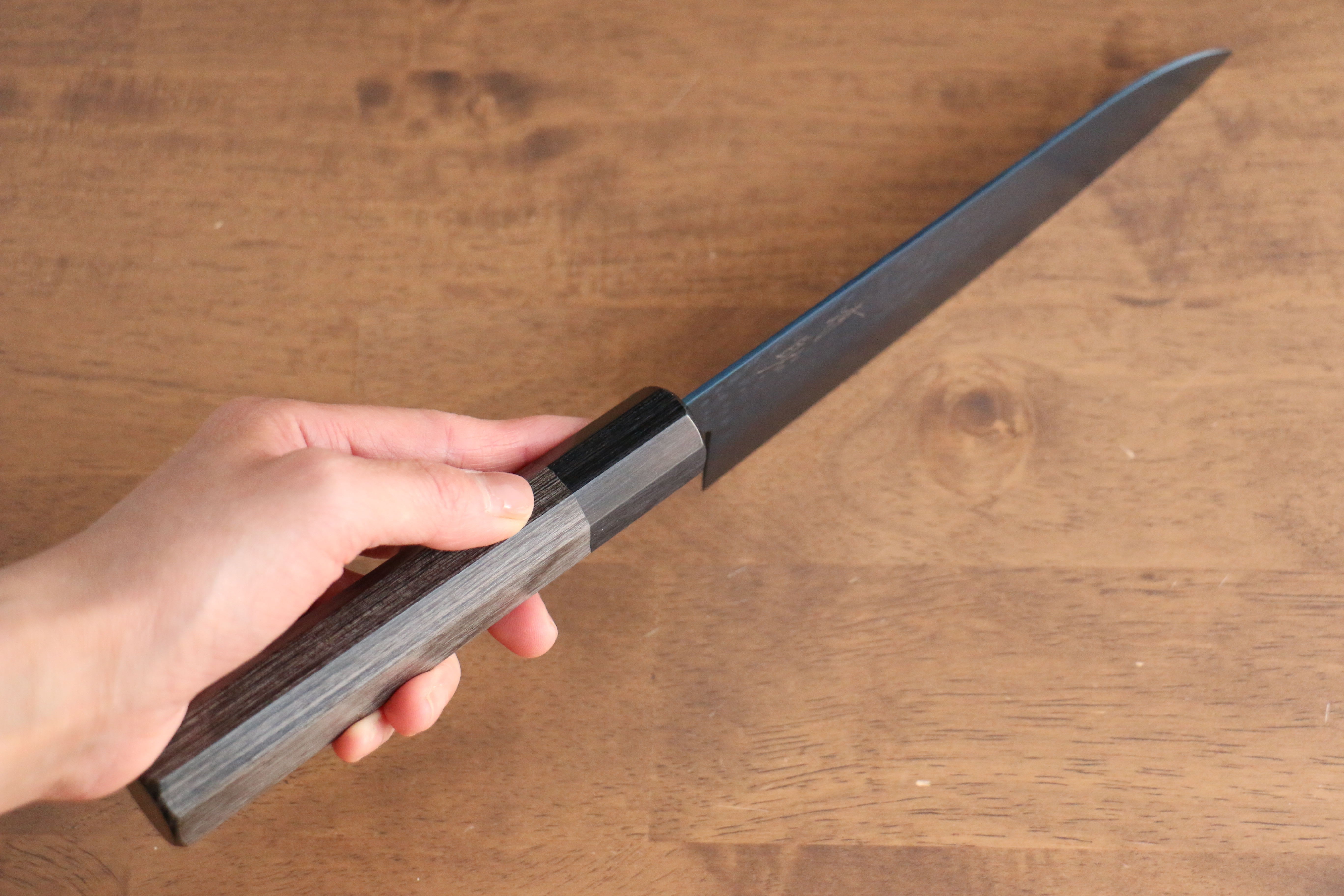 Seisuke SK-85 Ion plating Hammered Santoku  180mm Gray Pakka wood Handle - Seisuke Knife