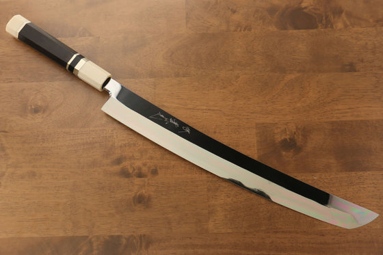 Jikko Silver Steel No.3 Sakimaru Yanagiba  360mm Ebony with Ring Handle - Seisuke Knife