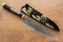  Takeshi Saji SG2 Diamond Finish Gyuto 240mm Maki-e Art Fujin&Raijin Handle with Sheath - Seisuke Knife