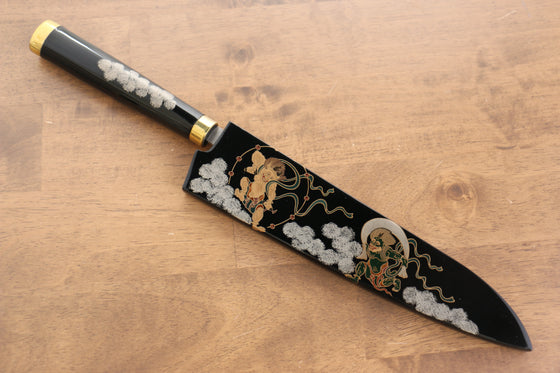 Takeshi Saji SG2 Diamond Finish Gyuto 240mm Maki-e Art Fujin&Raijin Handle with Sheath - Seisuke Knife