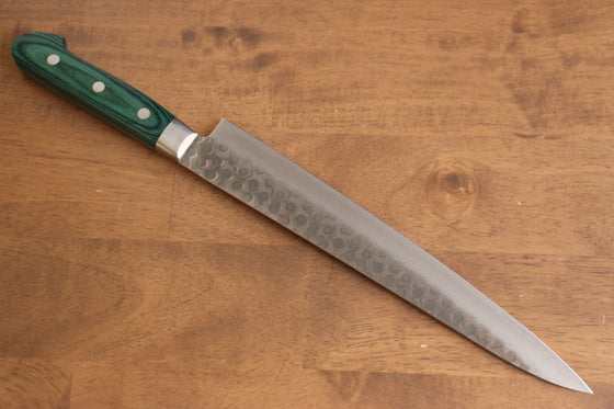 Sakai Takayuki VG10 17 Layer Damascus Sujihiki 240mm Green Pakka wood Handle - Seisuke Knife